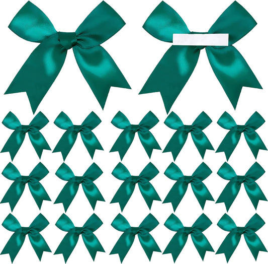50 Pieces Gift Wrap Bows Premium Satin Ribbon Bows 3.3 Inch Craft Bows for Gift Wrapping DIY Treat Bags Holiday Gifts Bag Party Decorations, Wedding Decor Christmas Birthday Presents (Dark Green)