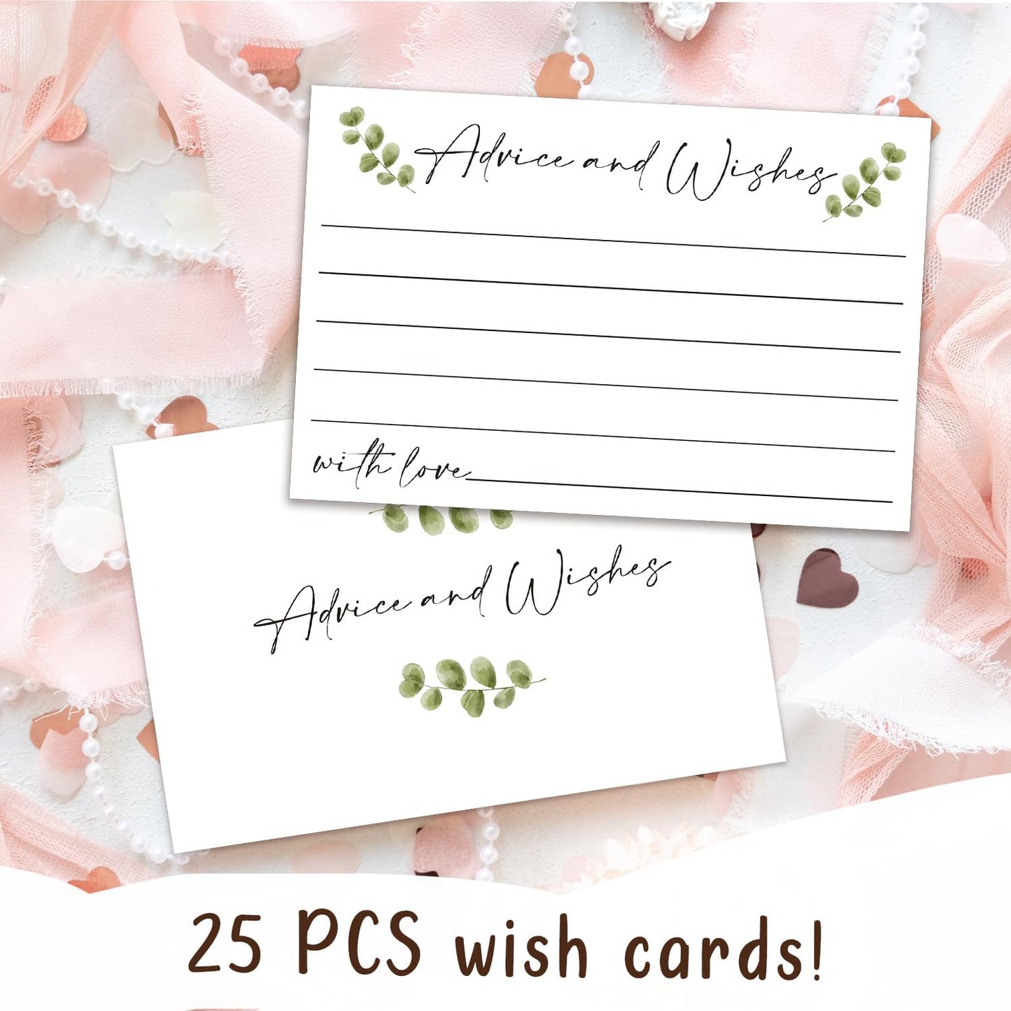 Advice and Wishes Cards, Double-sided Blank Cards Suitable for Wedding Reception, Bridal Showers, Mr and Mrs, Baby Shower, Graduation with Minimalist Design, Pack of 25-02