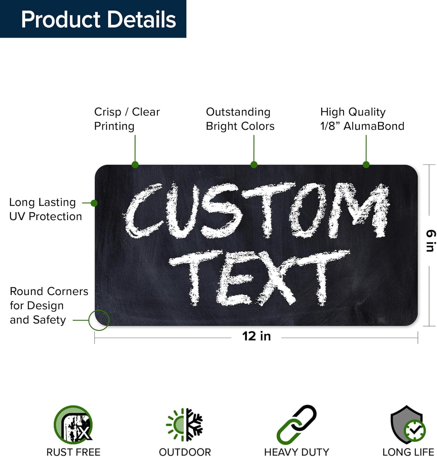 Custom Sign, Custom Street Sign, 11 Font Colors, 13 Font Styles, 4 Hole Options, 22 Sizes, 6x12 Inches, Rust Free DiBound, Fade Resistant, Made in USA by My Sign Center (Chalkboard Black)