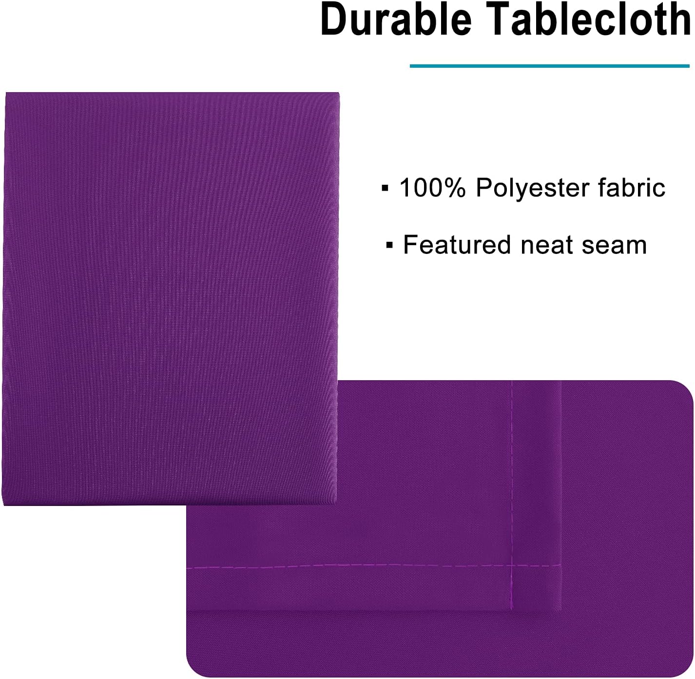 Hiasan Waterproof Tablecloth Rectangle - Washable Fabric Table Cloth for Dining Room Kitchen Birthday Party and Outdoor Use, Royal Purple, 70 x 108 Inch