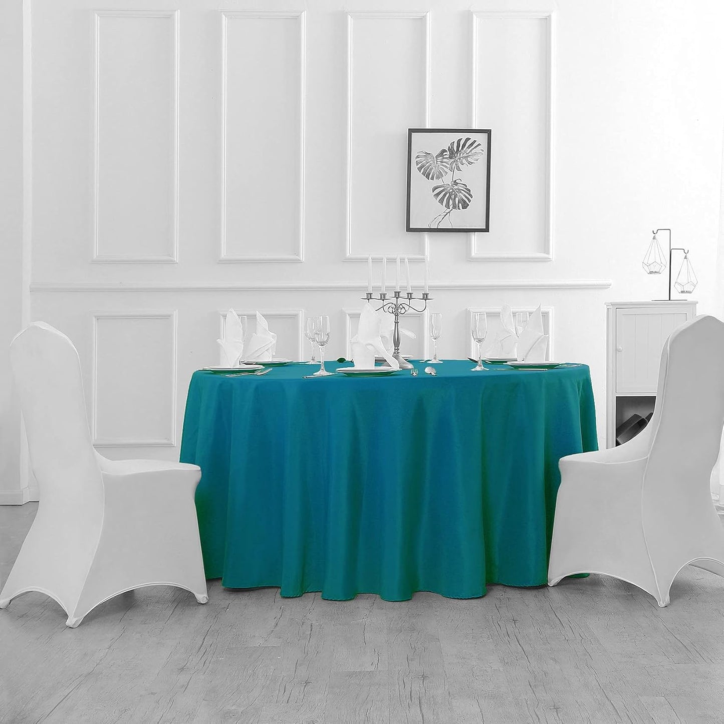 120 inch Round Tablecloth Washable Polyester Table Cloth Decorative Table Cover for Wedding Party Dining Banquet（120 inch, Caribbean Blue）