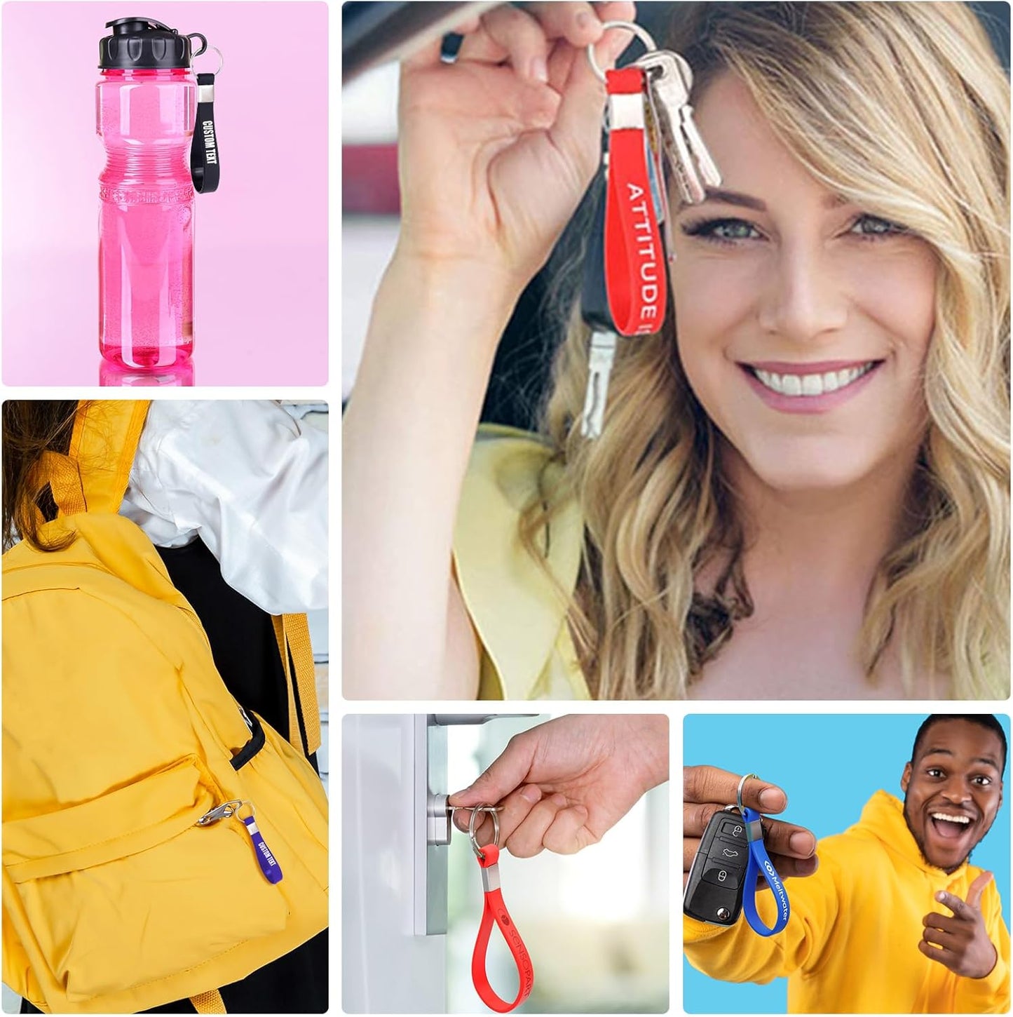 5/10/50/100 Bulk Custom Keychains Silicone Personalized Keychains Customized Text/Logo Keyrings for Events, Awareness, Motivation Customizable