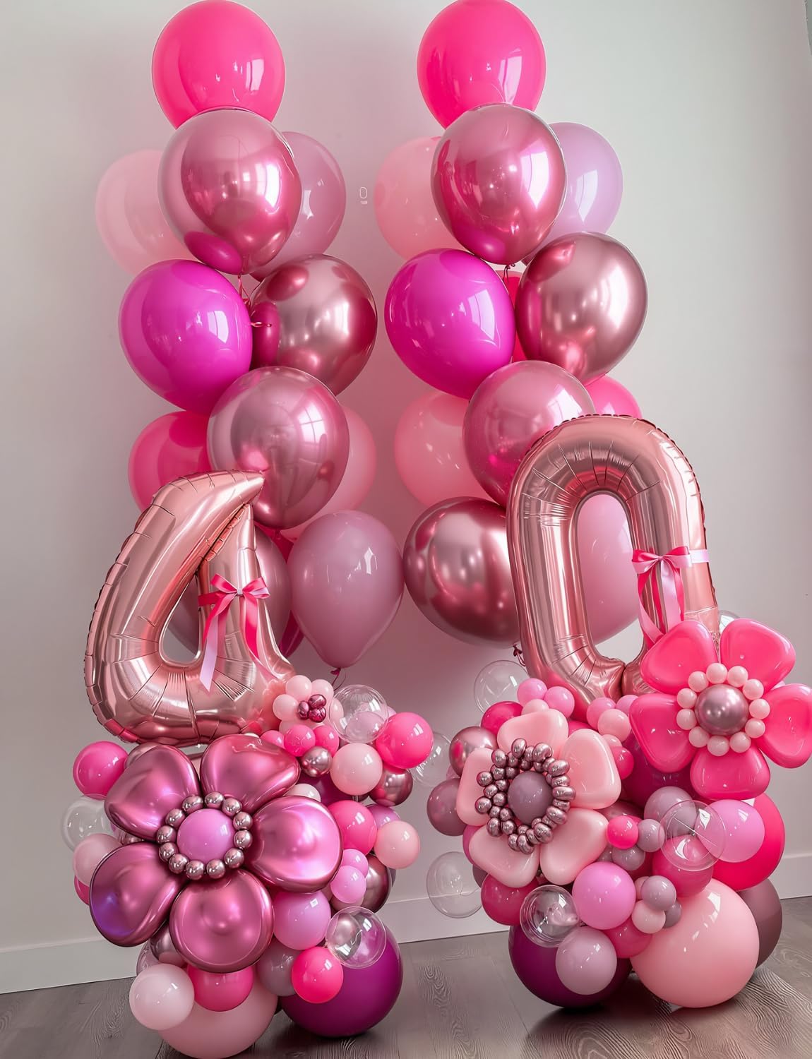 Pink Balloons Set - 12Inch Metallic Chrome Pearl Macaron Light Pink Balloons Different Shades Balloon Bright Latex Balloon for Girl Women Birthday Baby Shower Wedding Princess Party Decorations