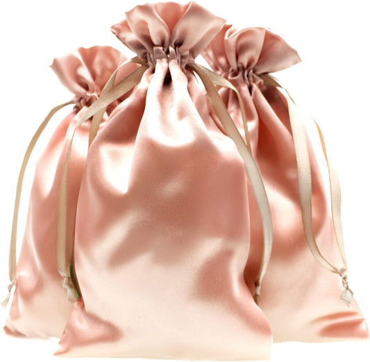 5" x 8" Rose Gold Satin Gift Bags, Jewelry Bags, Wedding Favor Drawstring Bags Baby Shower Christmas Gift Bags 50 per Pack