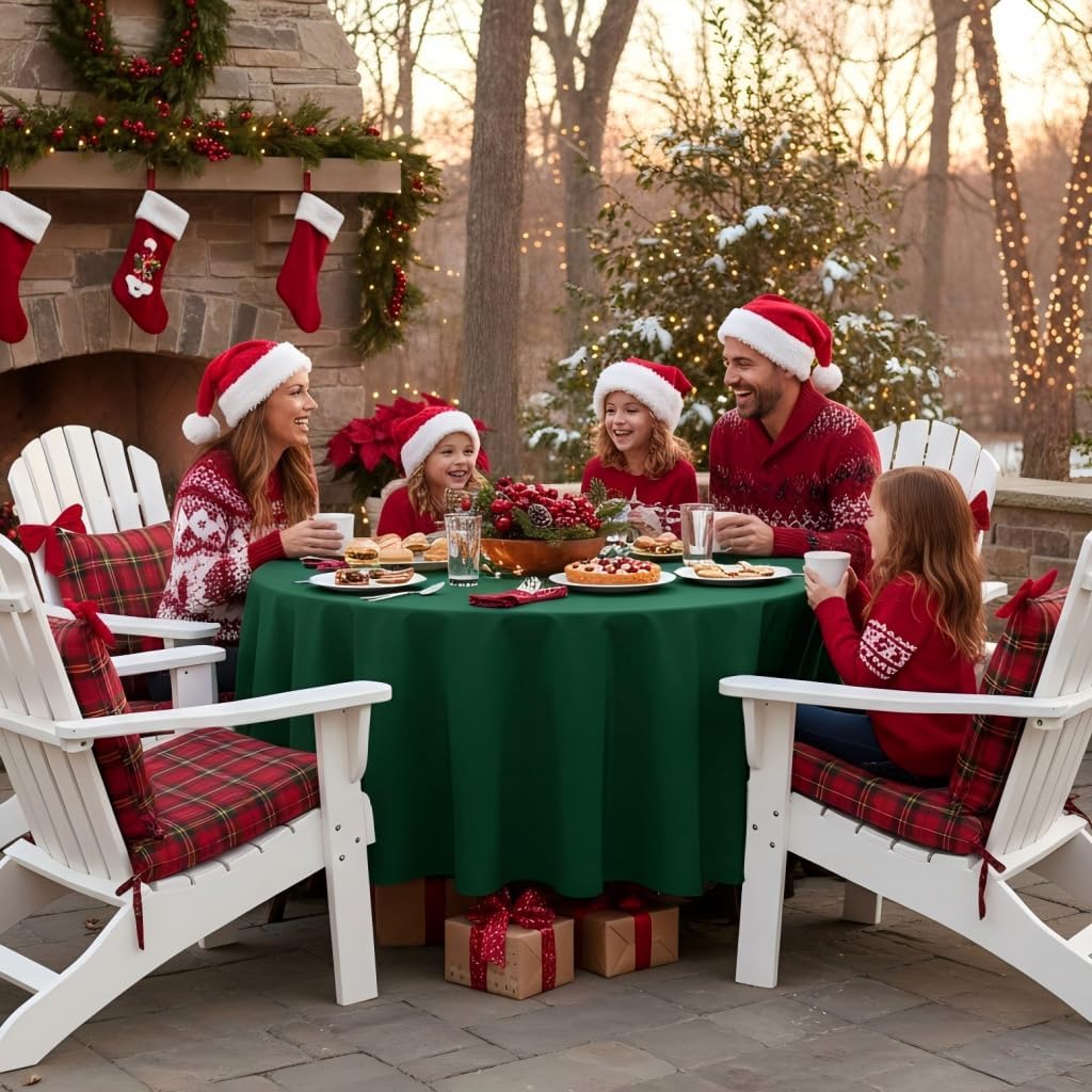 sancua Round Tablecloth - 108 Inch - Water Resistant Spill Proof Washable Polyester Table Cloth Decorative Fabric for Dining, Buffet Parties and Camping, Hunter Green