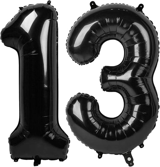 Black Number 13 Balloon, 40 Inch, Birthday Party Decorations, Graduation & Anniversary Supplies