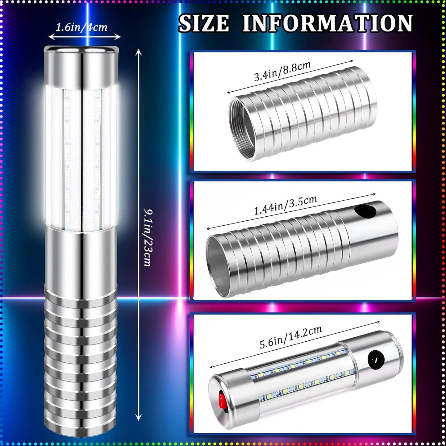 6 PCS Strobe Baton Light Bottle Service Lights Sparklers Reusable Champagne Bottles Handheld Light Topper for Bar Nightclub Wedding Birthday Party Concert (6 Silver)