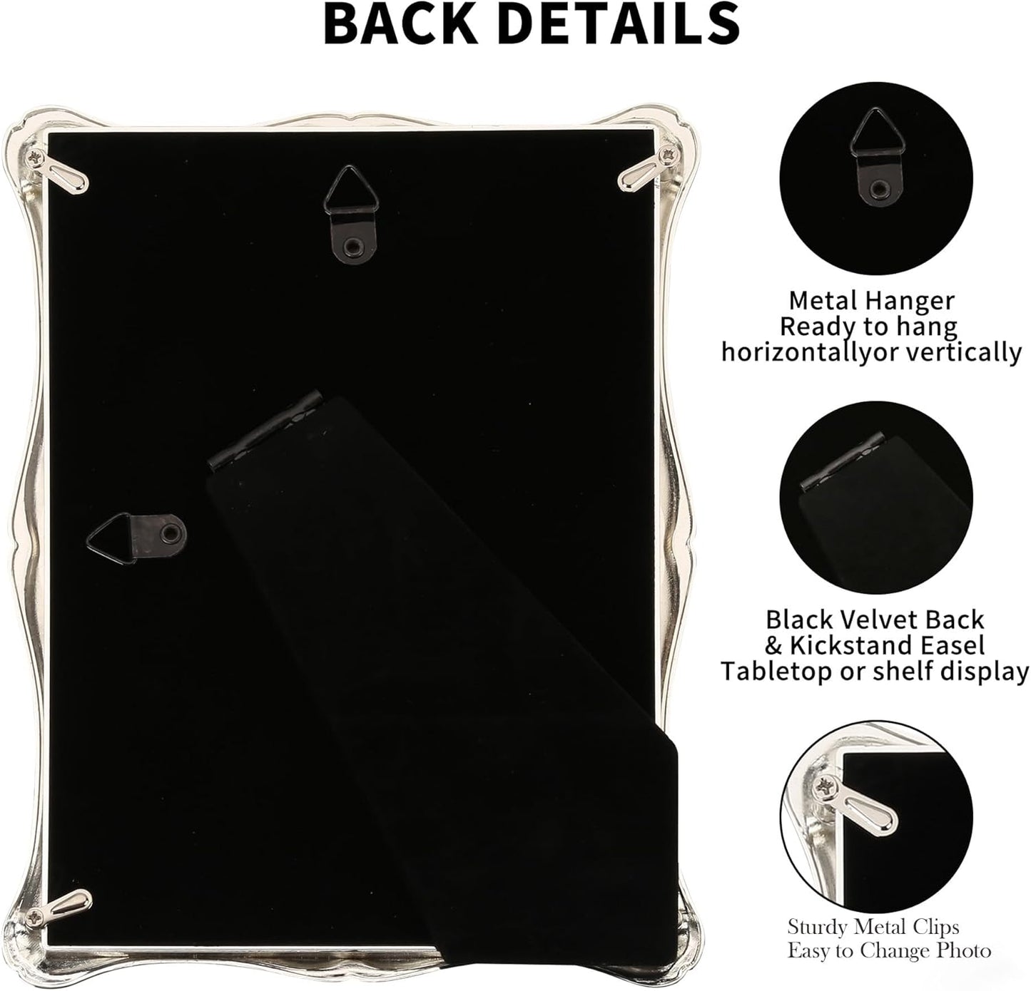 8 x 10'' Premium Alloy Silver Photo Frame with 5x7'' Mat - Luxury Hi End Display Picture Frames 5x7'' with Black Velevt Back