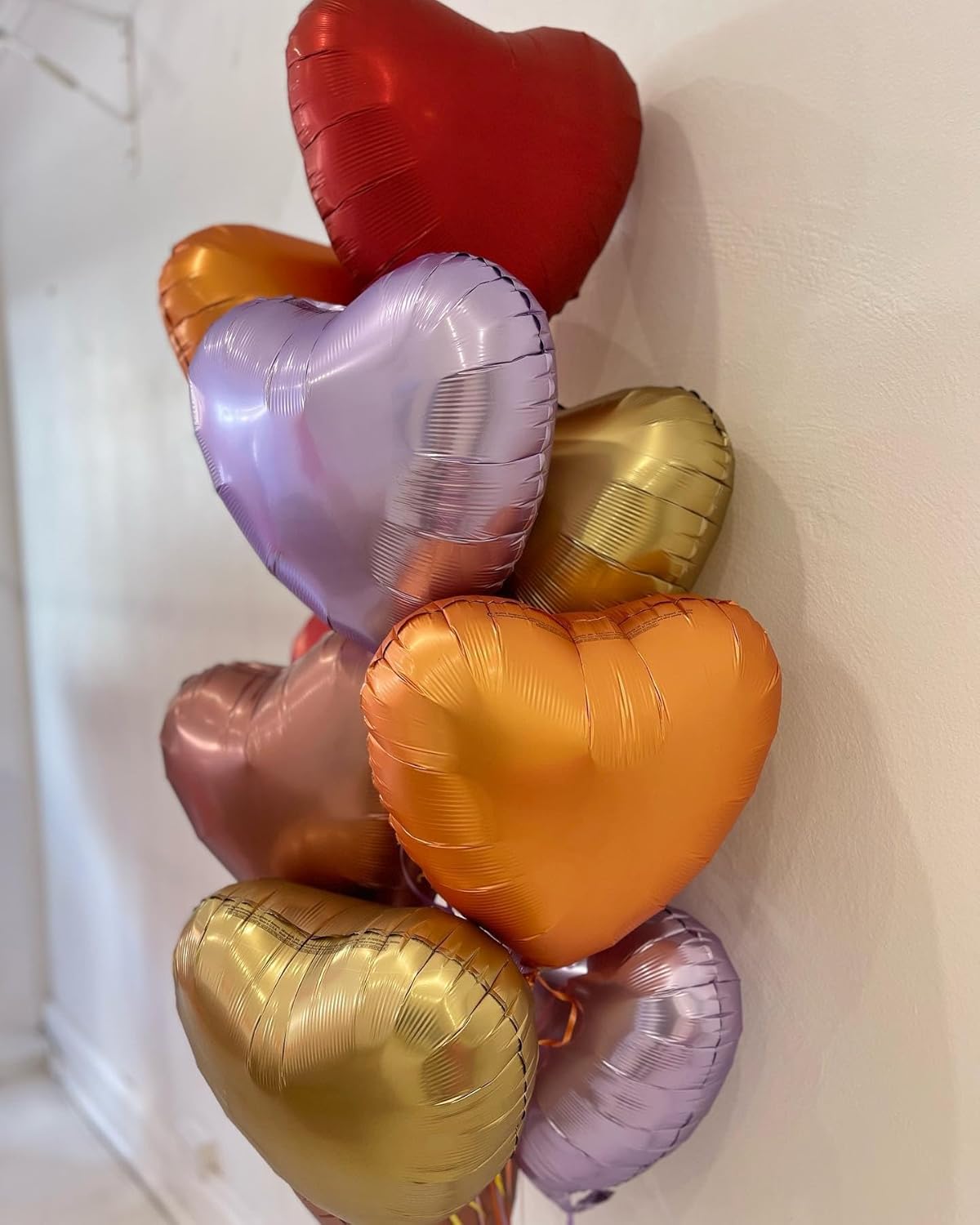 10Pcs Orange Foil Heart Shaped Balloons 18 Inch for Baby Shower, Wedding, Valentine Decorations - Love Party Decorations