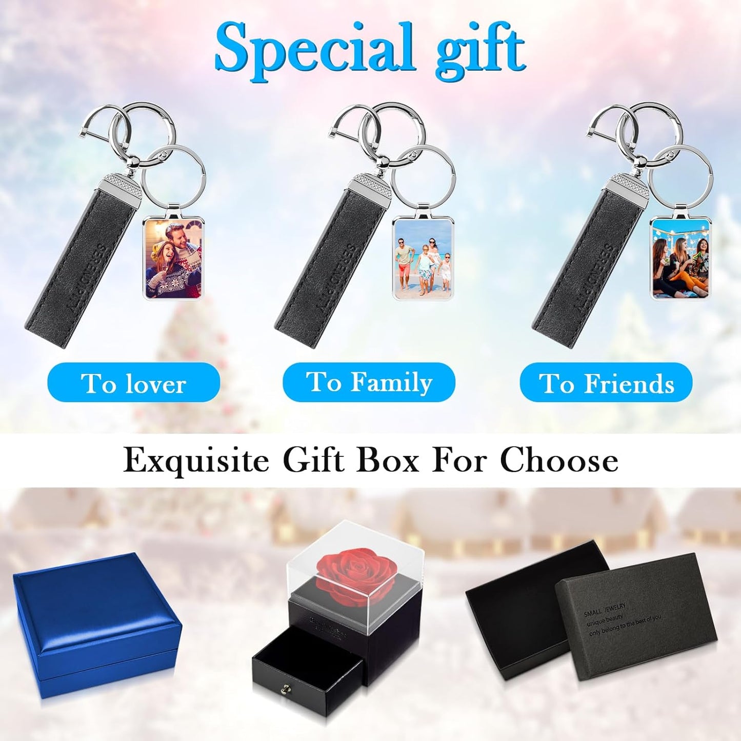Double Side Custom Keychain with Picture Personalized Engraving Photo Text Customized Gifts for Men Women