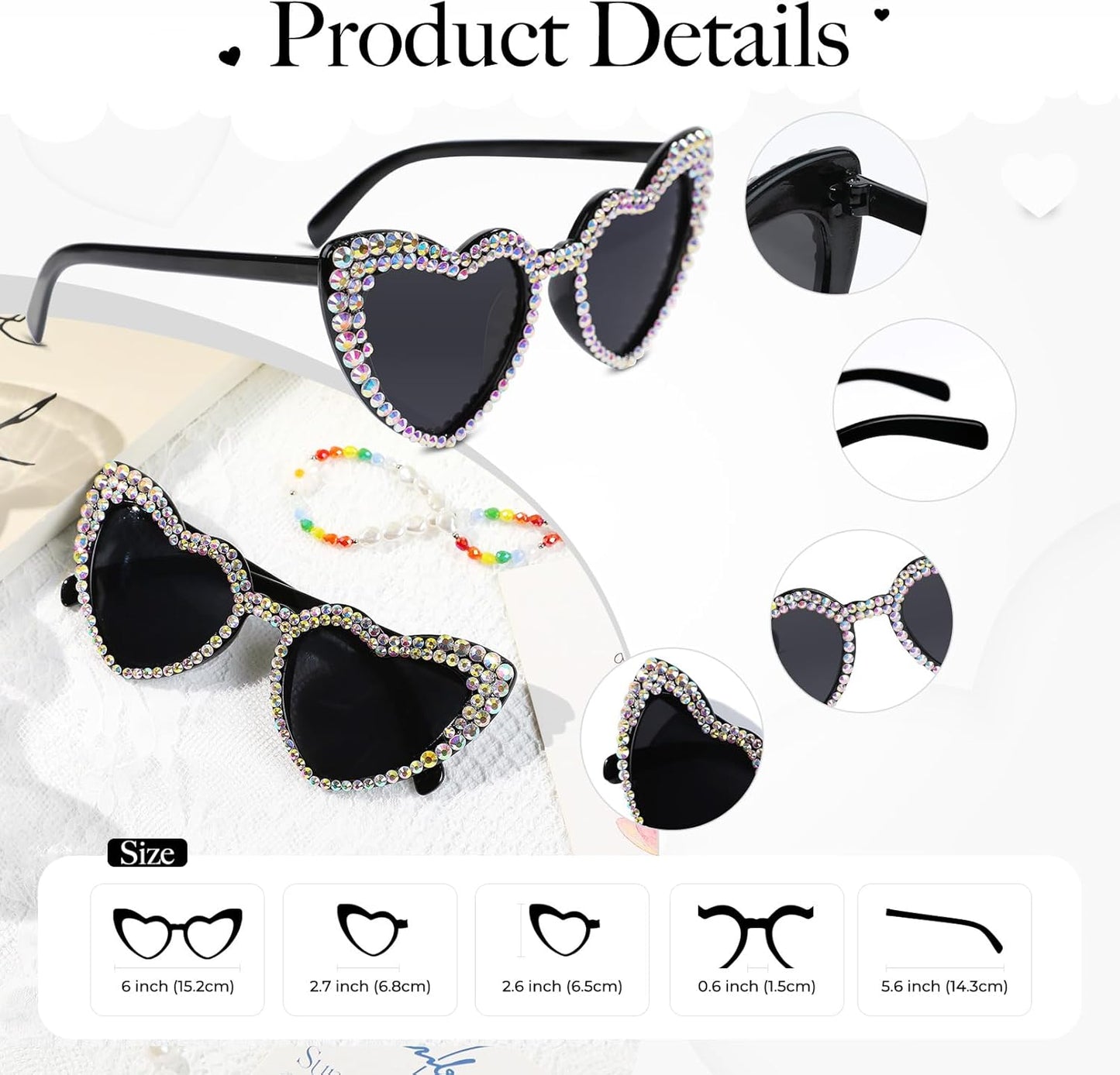 YOGFIT Heart Sunglasses for Women Fashion Classic Love Eye Protection Sunglasses Vintage Cute Heart Sunglasses