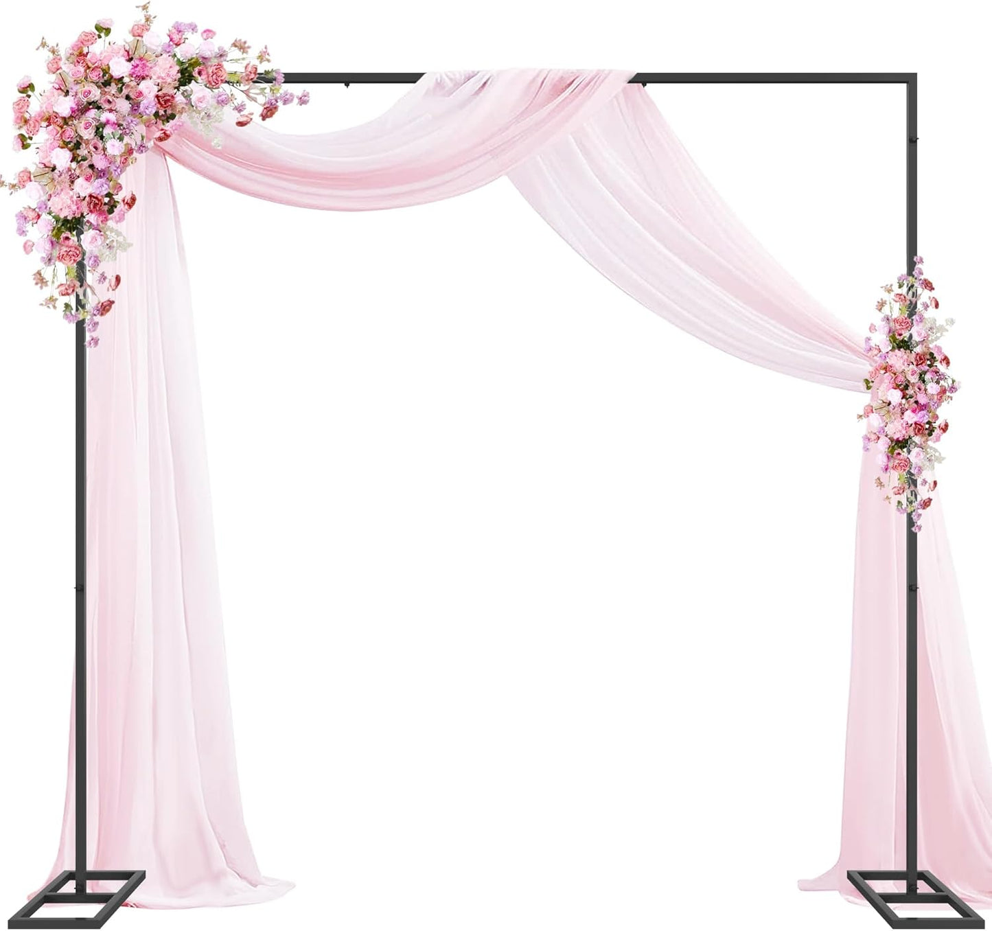 Wokceer Metal Heavy Duty Backrop Stand Square 8x8FT Adjustable Pipe and Drape Kit Black Photo Booth Stand for Wedding Ceremony Birthday Party Photography Exhibition Celebration