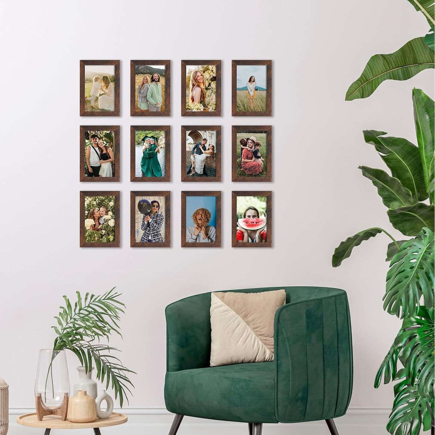 PETAFLOP Wooden Picture Frame 4x6 Bulk Set of 18, Brown Photo Frames Fits 4 by 6 for Wall or Tabletop Display