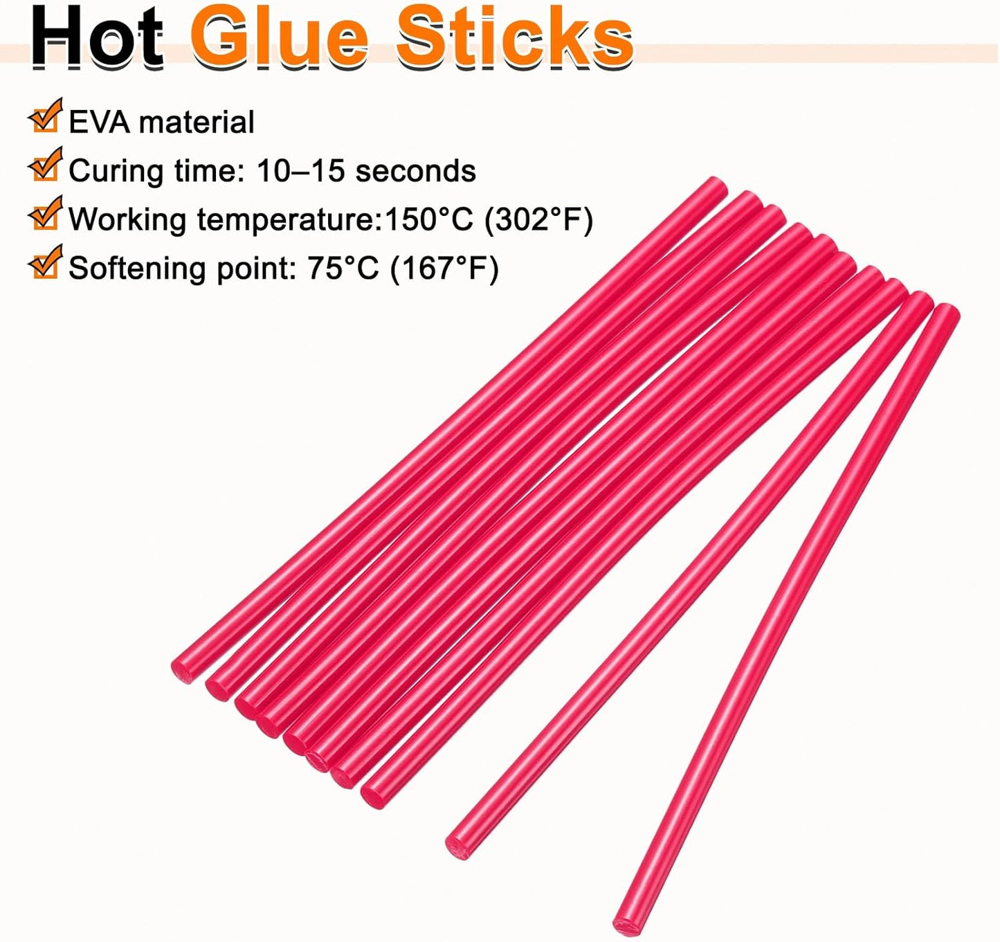 HARFINGTON 10pcs Hot Glue Sticks 0.28" Dia x 5.91" Long EVA Mini Hot Melt Adhesive Glue Stick for Hot Melt Gun Wood Plastic Glass Flowers Fabrics Foam, Rose Red