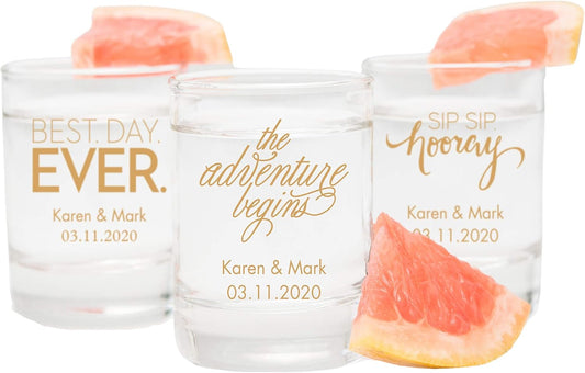 WEDDINGSTAR Personalized 2.75oz Shot Glass Customizable Full Color Print - 60 pack