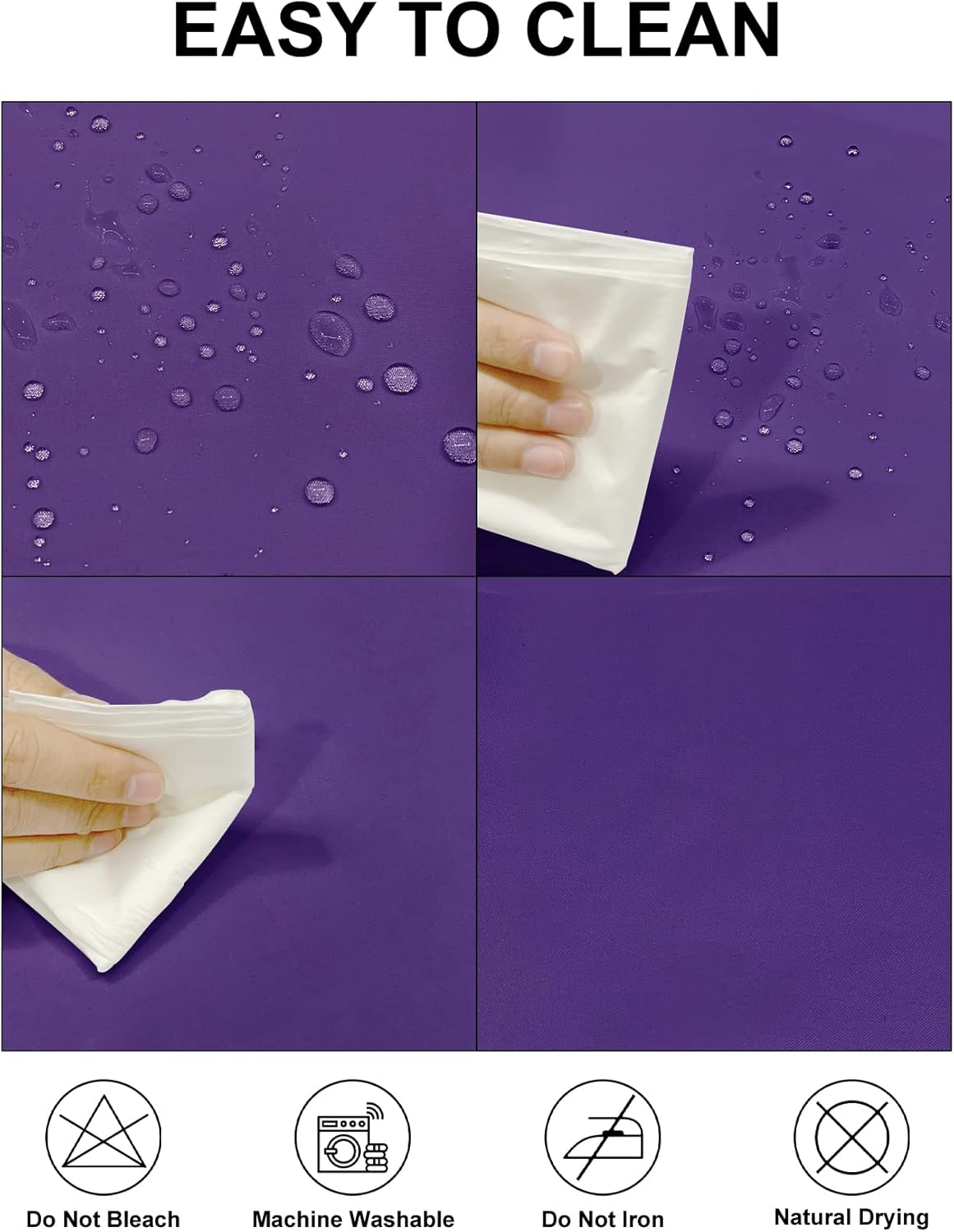 Fokitut 2 Pack Waterproof Rectangle Tablecloth, 60x102 Inch, Stain Resistant and Wrinkle Polyester Table Cloth, Fabric Table Cover for Kitchen Dining, Wedding, Party, Holiday Dinner-Purple