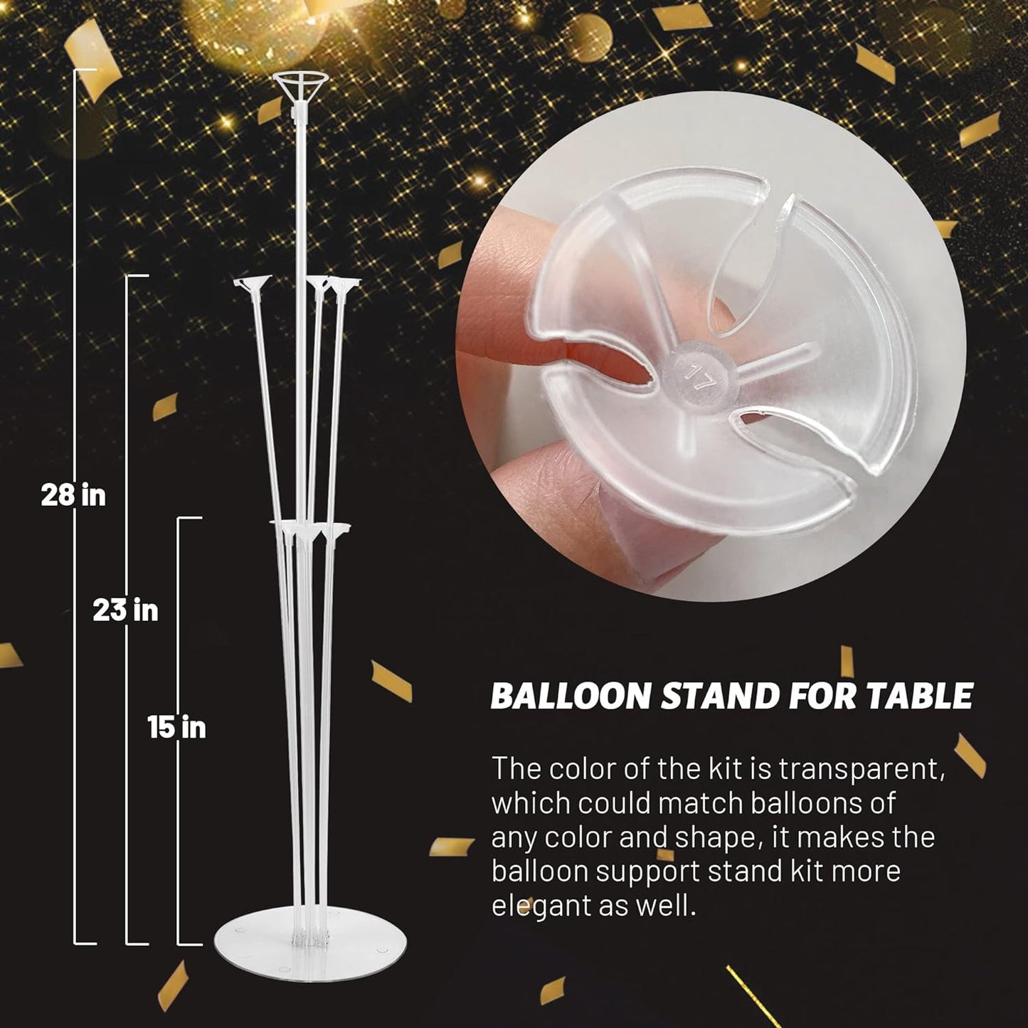 JOYYPOP 12 Sets Balloon Stand Kit For Table, Balloon Sticks with Base Birthday Graduation Party Decorations Wedding