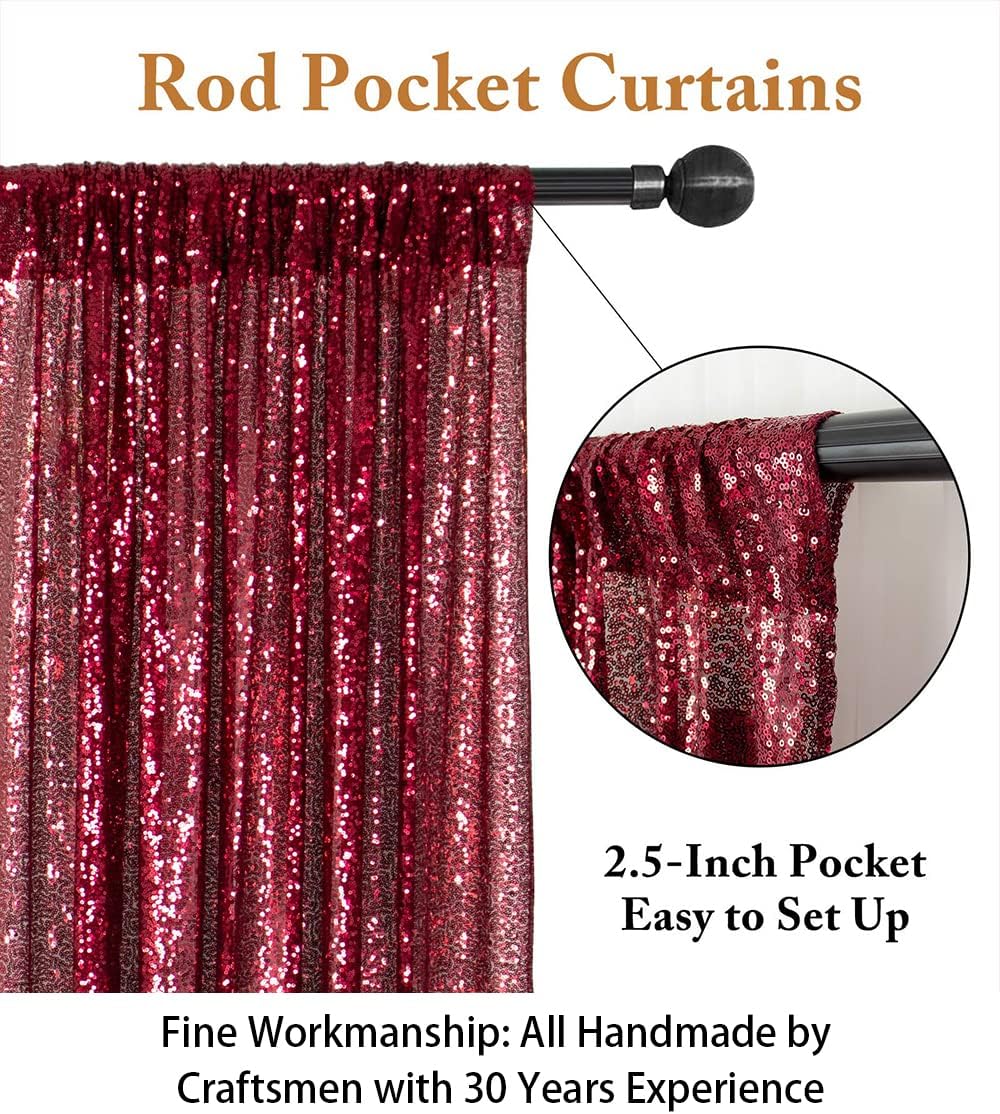 ShinyBeauty Burgundy Sequin Backdrop 10FTx10FT Sequin Fabric Backdrops for Photograph Photo-Backdrop-Drapes 10FT Sparkle Curtains for Wedding Wine Glitter Backgrounds for Shimmer Background