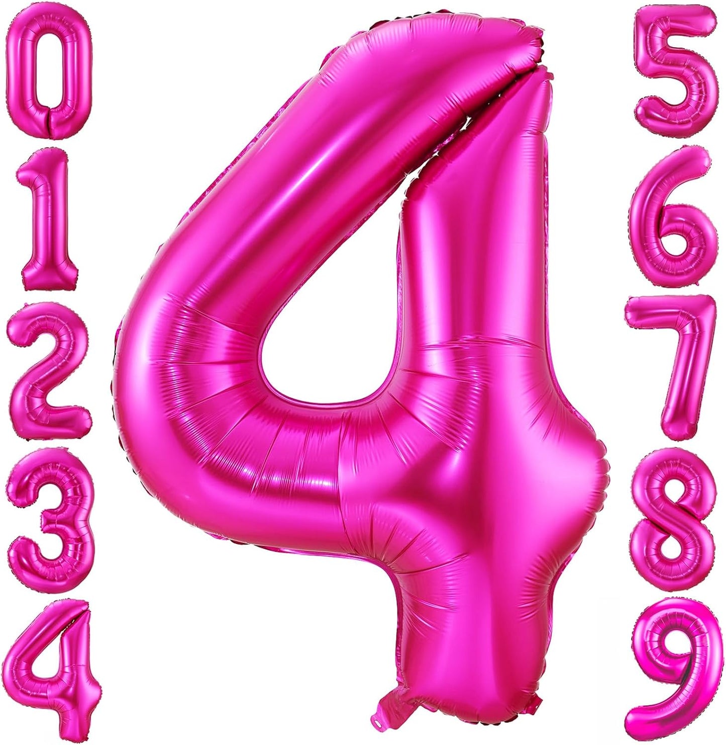 Hot Pink 4 Balloon,40 Inch Number 4 Balloon,4 Birthday Balloon Decorations, Foil Mylar Helium 4 Balloon Number for Birthday Party Decorations