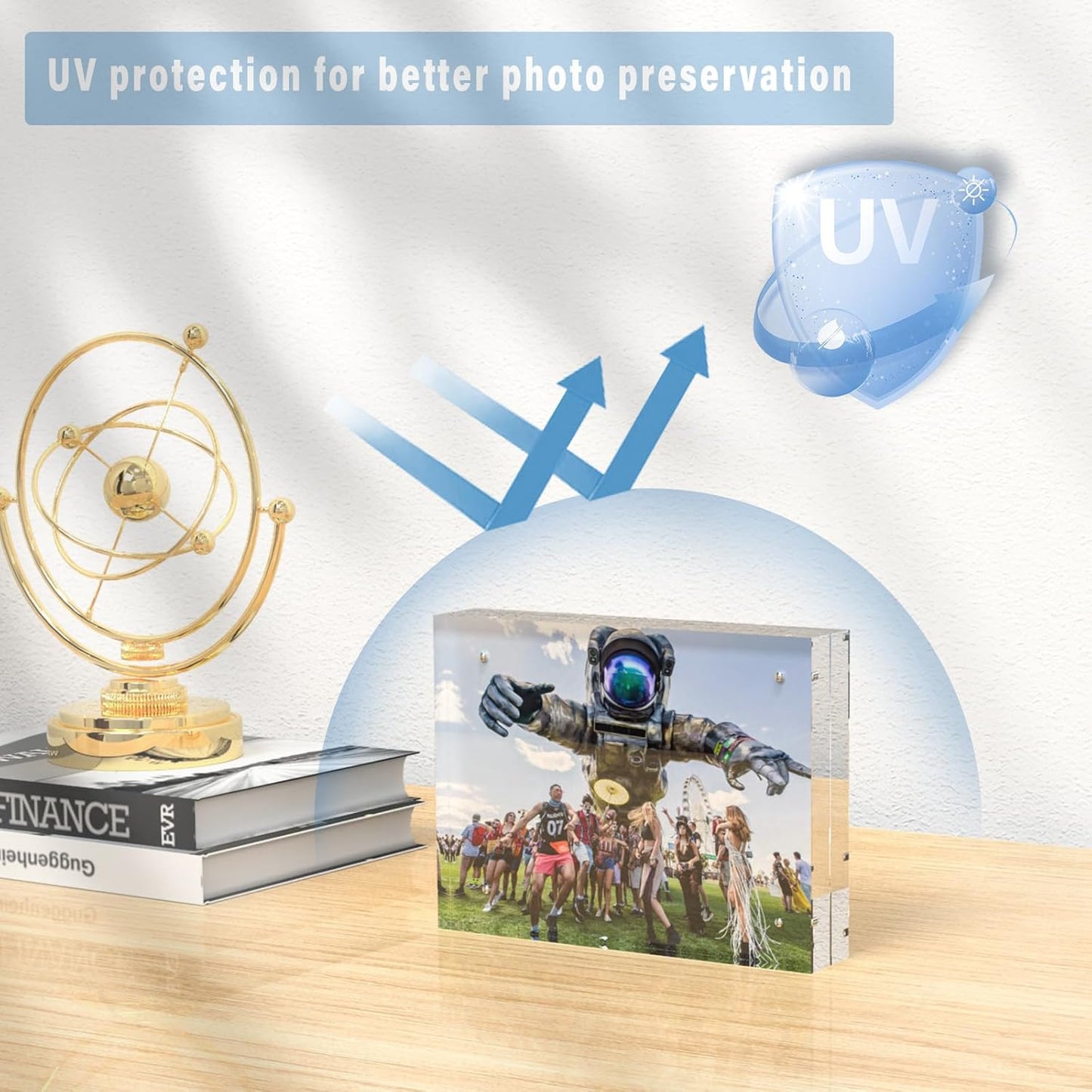 HELPLEX Acrylic Frames, 2 Pack 8.5x11, 24mm Thicker Frameless Clear Frame, Double Sided Magnetic, Free Standing Desktop Display