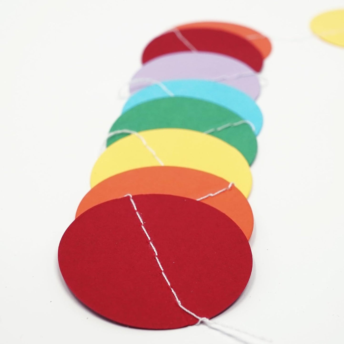 Circle Dots Paper Party Garland Streamer Backdrop (10 Feet Long) - Circus Rainbow