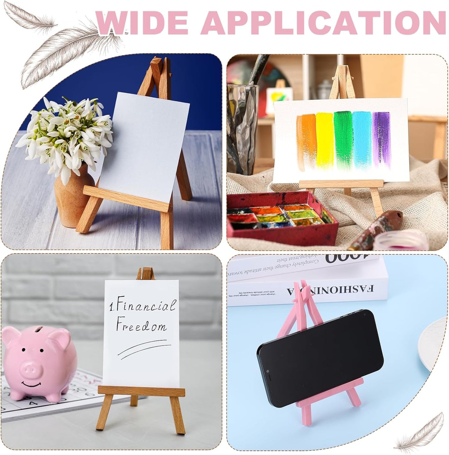 MECCANIXITY Mini Plastic Display Easels, 6.3"x3.4"A-Frame Plastic Painting Tabletop Easels Holder Stand for Photos Cards Artists Beginners Displaying Small Canvases Art(Pack of 12, Rose Red)