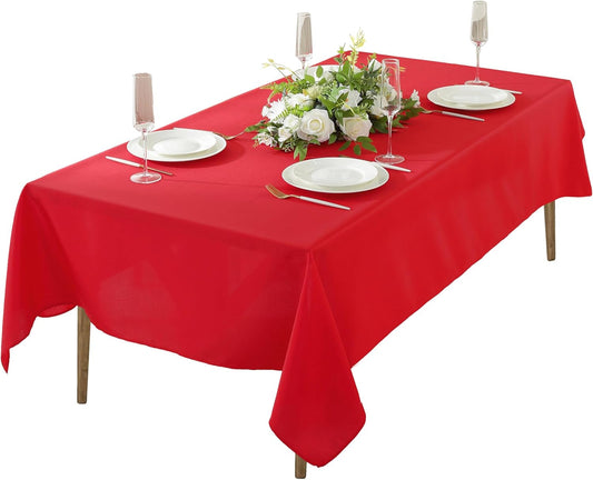 Craft And Party Rectangle Tablecloth, 70 x 90 Inch Red Tablecloth, Polyester Fabric Washable Table Cloth for Home, Party, Wedding or Restaurant Use.
