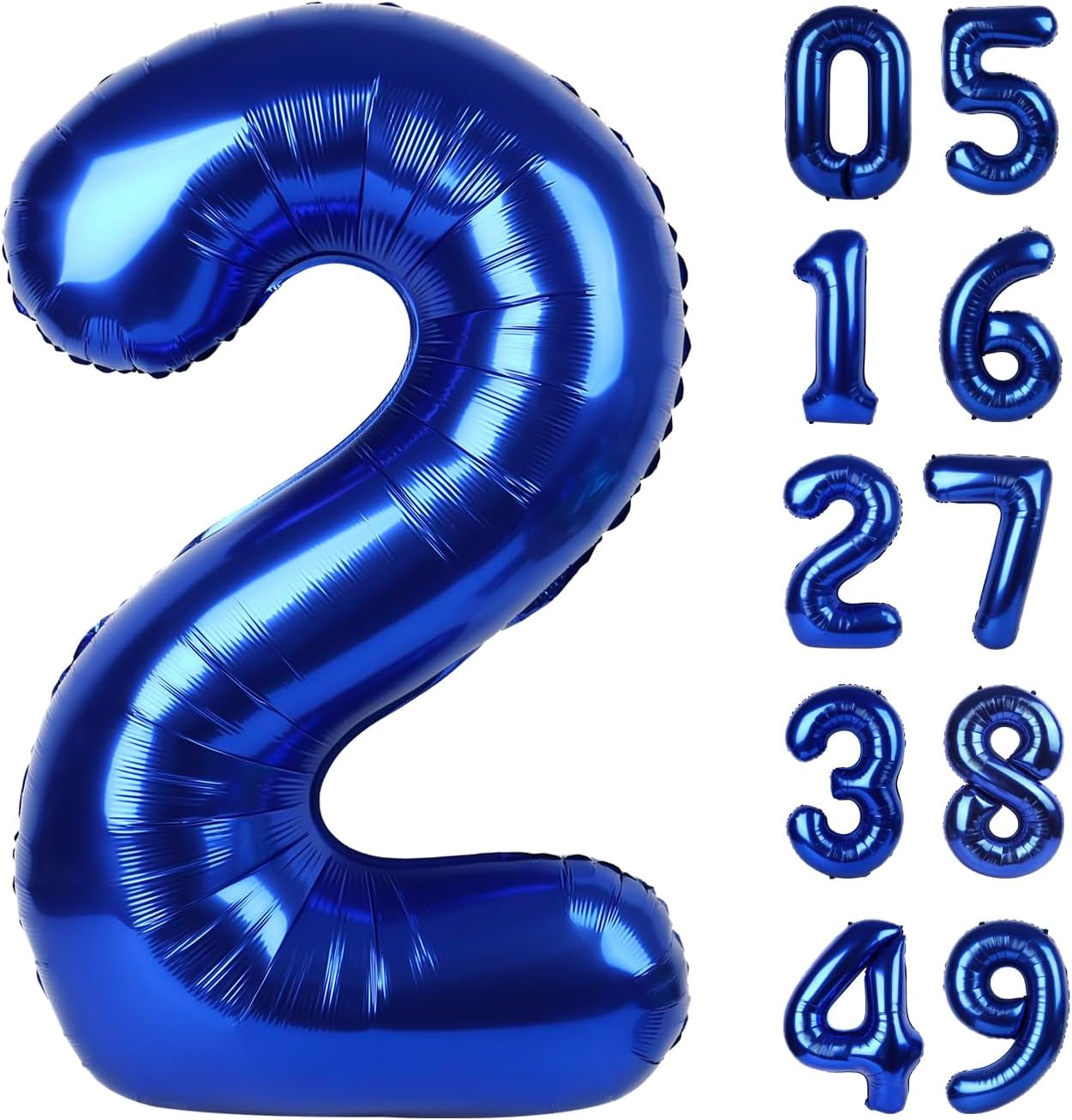 Night Blue 40 Inch Big Number Balloon Birthday Decoration, Number 2 Helium Balloon 12 20 22 23 24 26 2025 New Years Celebration, Boy Girl Baby Anniversary Party Graduations Supplies Decorations