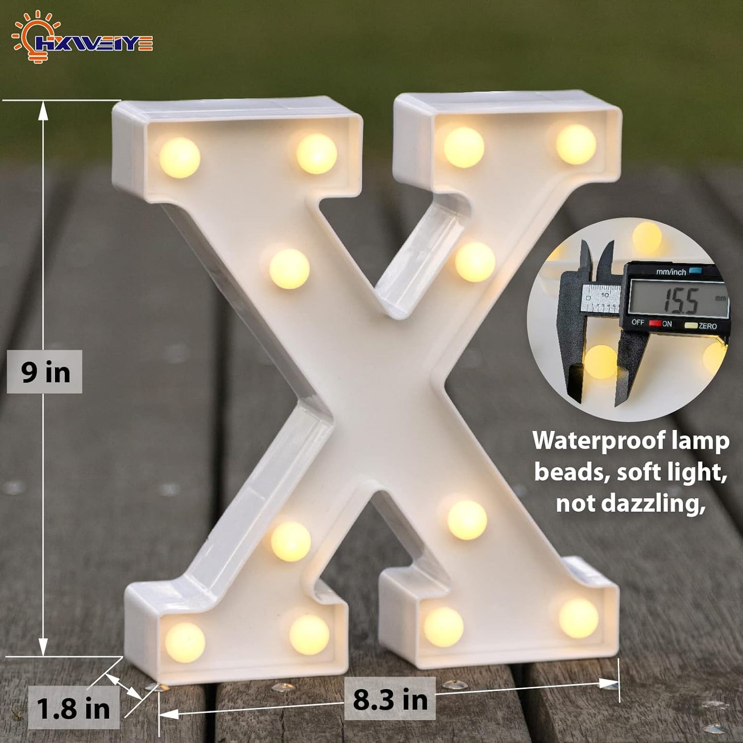 HXWEIYE Light Up Letters X, LED Marquee Sign 26 Alphabet and 10 Number Big Lights for Party Birthday Bar Battery Powered Christmas Decor (Warm White)