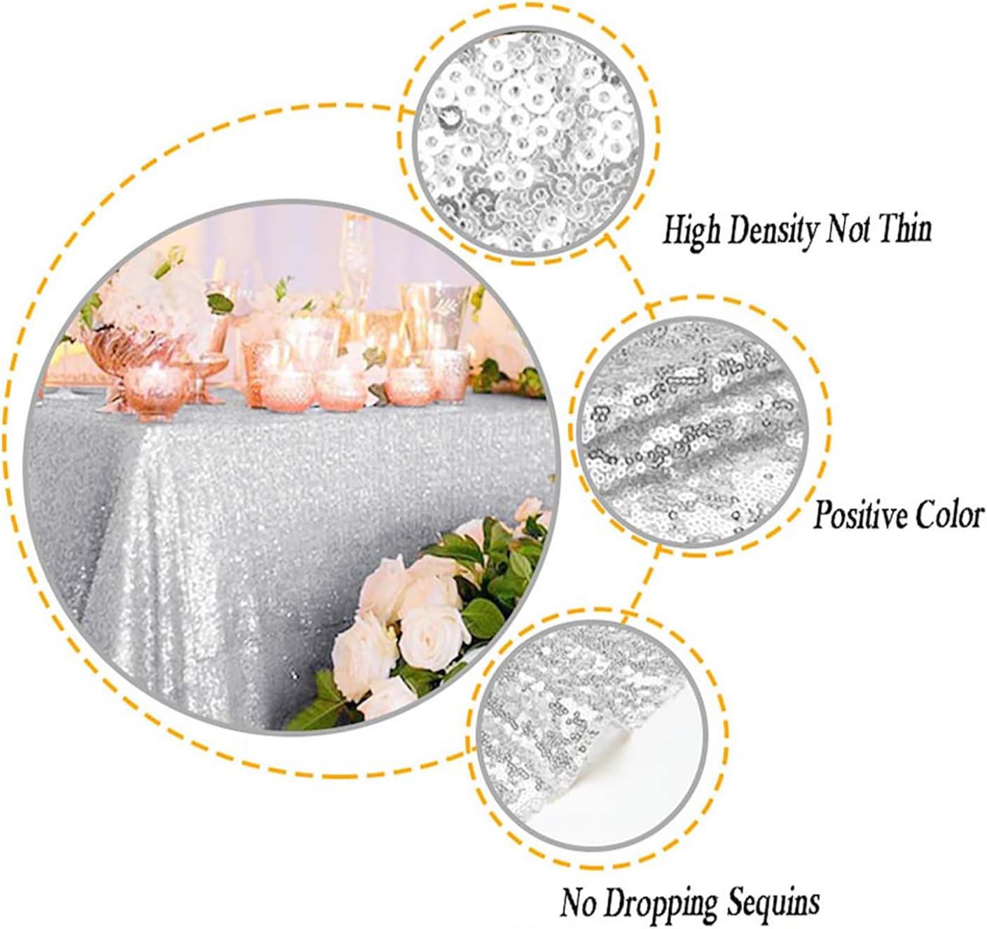 ShinyBeauty 2 Pack 72x72 Inch Silver Sequin Tablecloths - Elegant Square Glitter Tablecloth for Wedding, Birthday, and Party Decorations