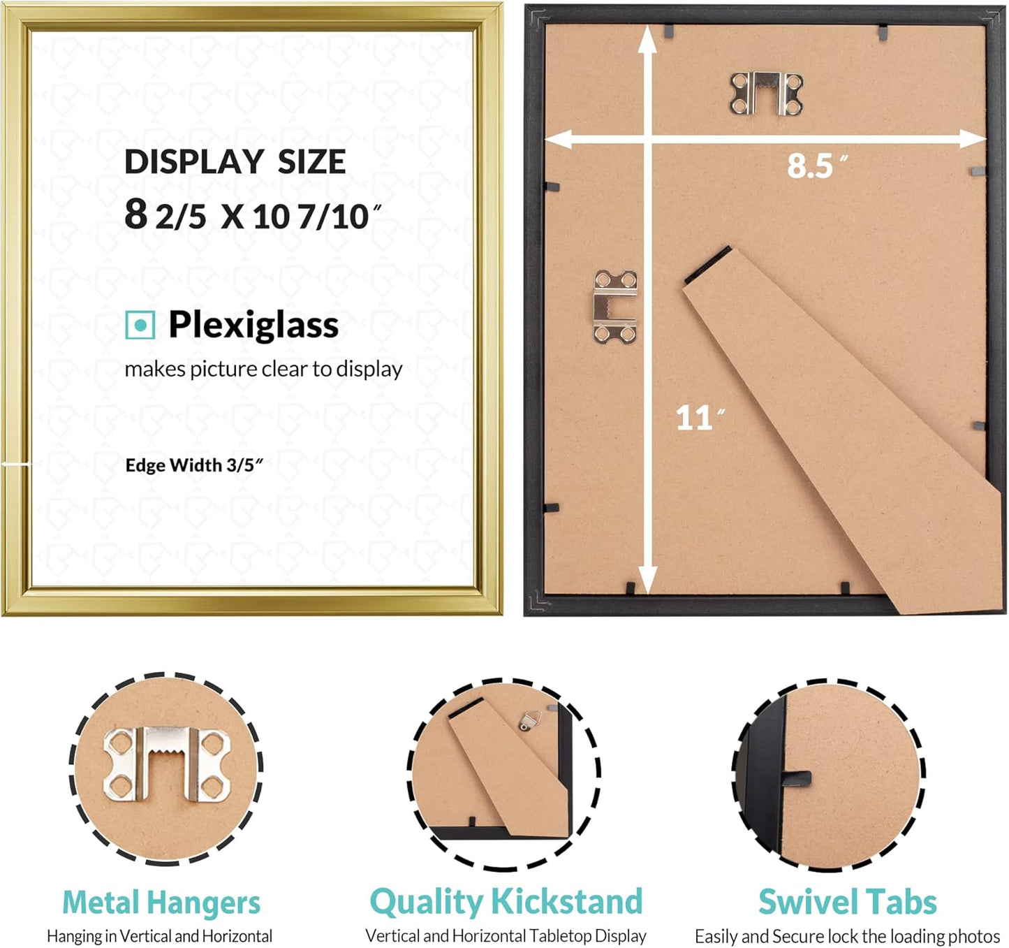 LaVie Home 8.5x11 Picture Frames (12 Pack, Gold) Simple Designed Photo Frame with High Definition Glass for Wall Mount & Table Top Display, Set of 12 Classic Collection