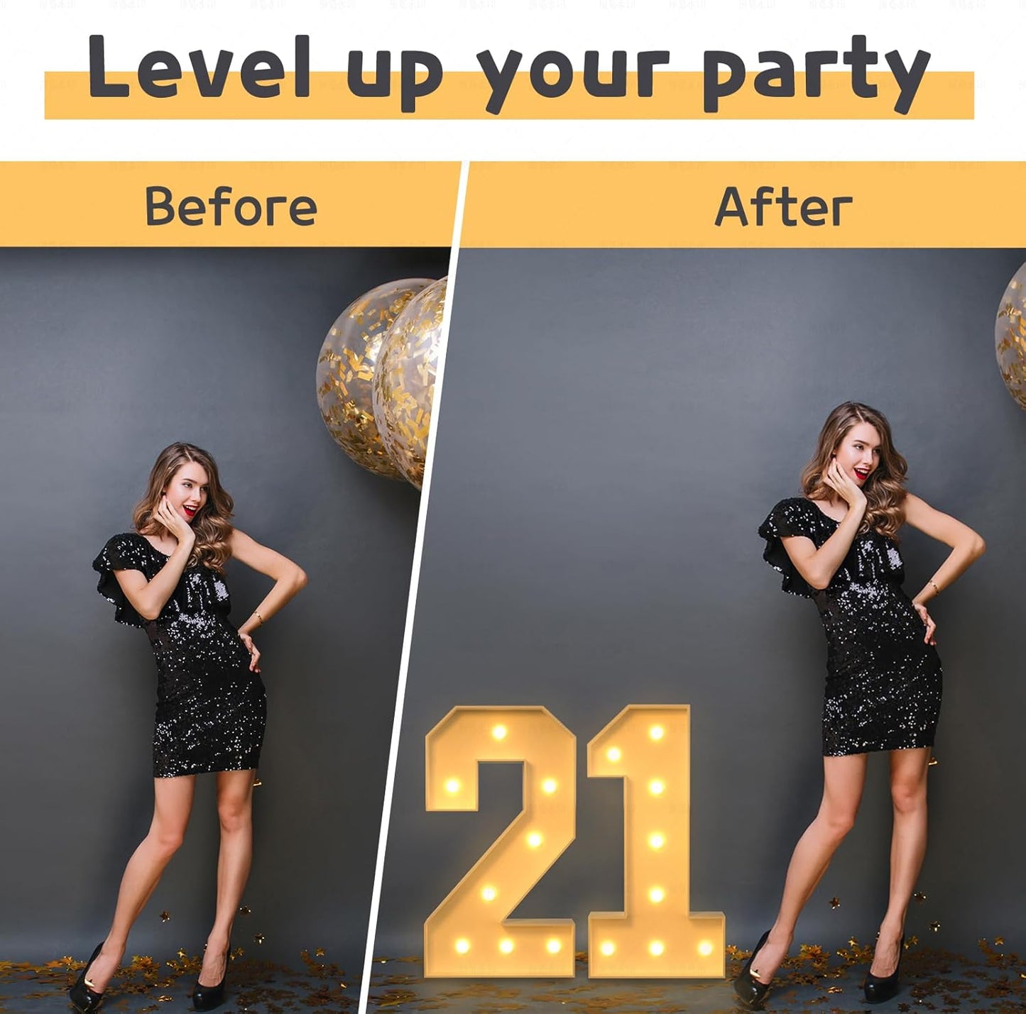 imprsv 3FT Marquee Numbers, Light Up Numbers for 7th 70th Birthday Decorations Anniversary Party Decor, Number 7 Light Up Number, Pre-Cut Foam Board Kit