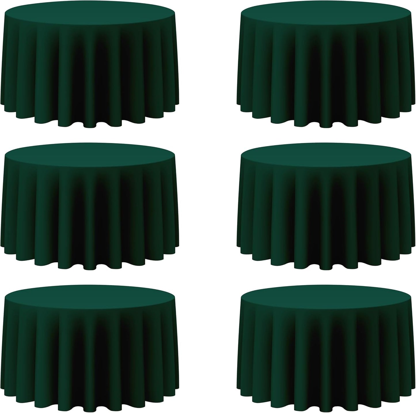 BRILLMAX 6 Pack Hunter Green Round Tablecloths 120 Inch - Circle Bulk Linen Polyester Fabric Washable Table Cloth Cover for Wedding Reception Banquet Birthday Party Buffet Restaurant