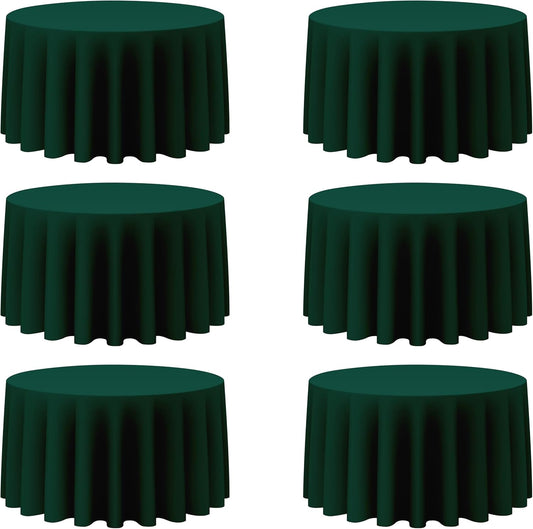 BRILLMAX 6 Pack Hunter Green Round Tablecloths 120 Inch - Circle Bulk Linen Polyester Fabric Washable Table Cloth Cover for Wedding Reception Banquet Birthday Party Buffet Restaurant