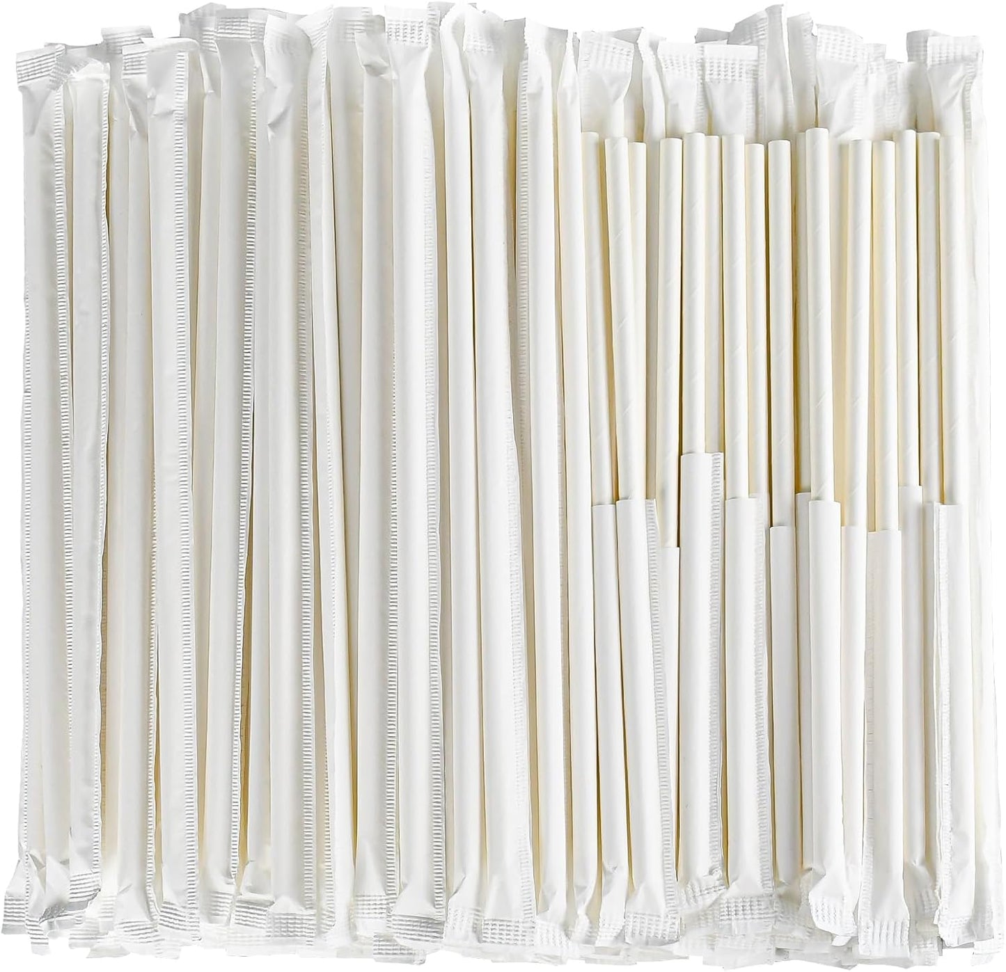 [1000 Counts] White Paper Straws Wrapped Individually for Drinking - 7.75" x0.24" - Restaurant Pack