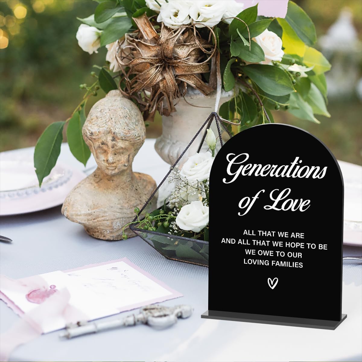 Acrylic Wedding Sign Generations of Love Sign for Wedding Wedding Signs for Ceremony Modern Calligraphy Arch Acrylic Table Top Sign for Wedding Reception and Event Party Table(black）