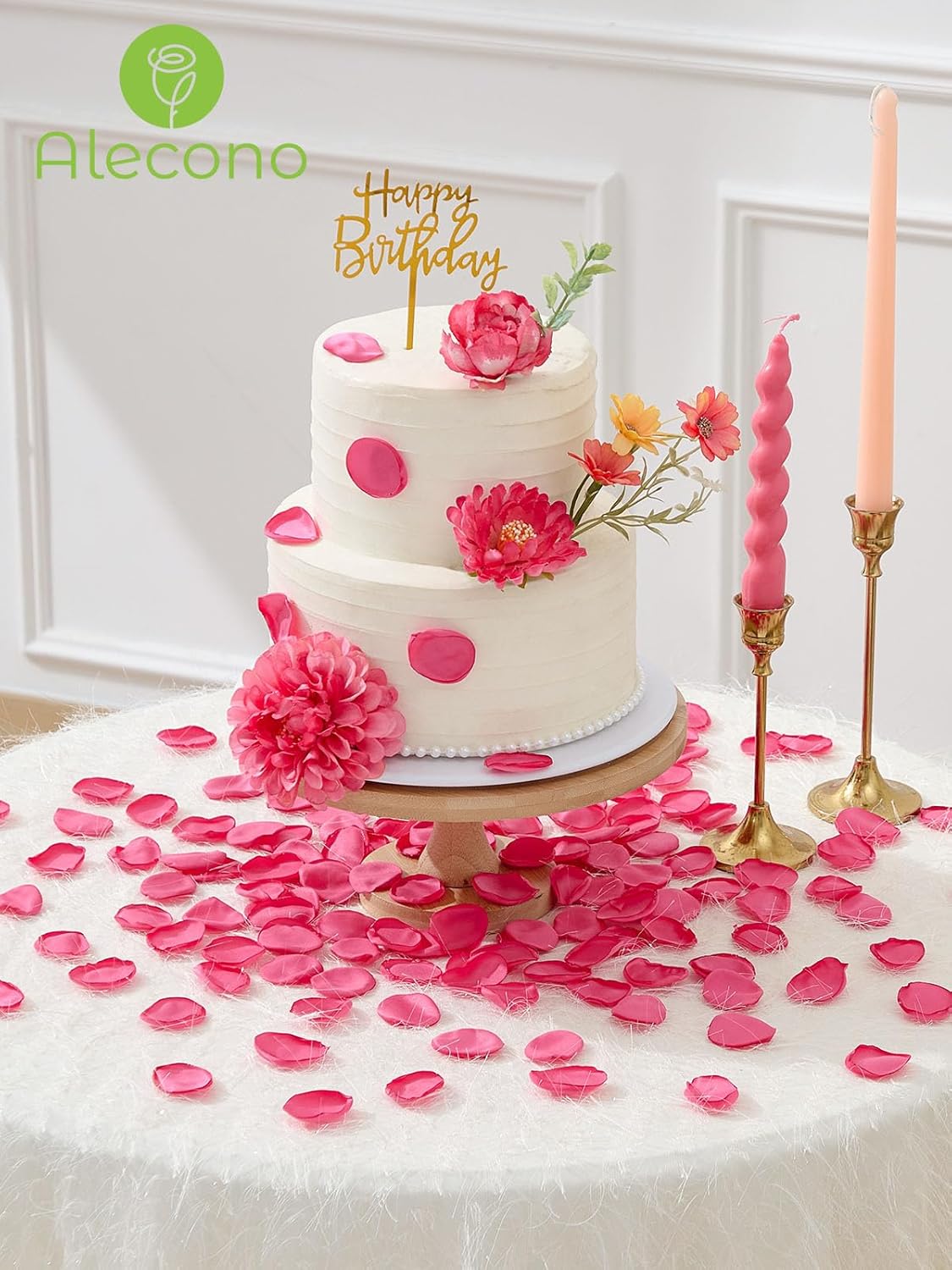 Alecono 400Pcs Silk Rose Petals, Faux Hot Pink Petals for Wedding Proposal Flower Girl Basket, Flower Petals to Throw at Wedding Birthday Party Decoration