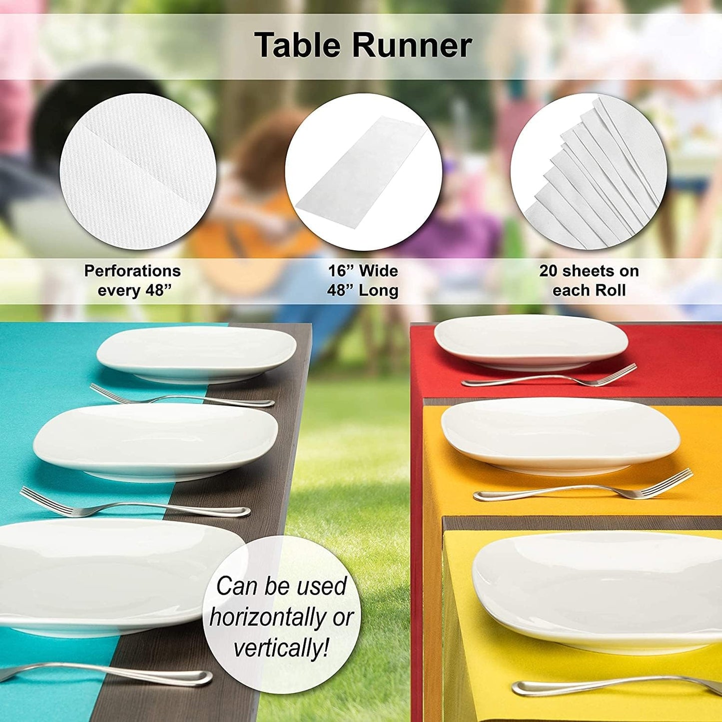 American Homestead Paper Table Runner Roll - 78 ft. Disposable Linen-Like Table Cover Roll - 20 Perforated Table Runners (16" x 48") for Parties, Weddings, and Events - Burgundy