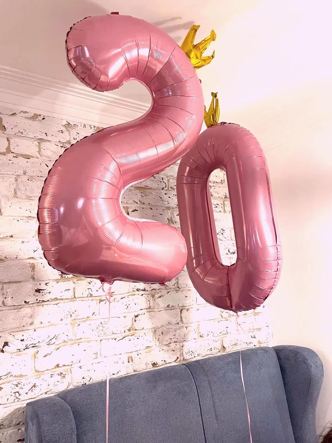 Digital Number 7 Pink Crown Birthday Balloon 40 Inch, Foil Balloons for 7 17 27 70 77 Party Decorations Supplies, Pink Crown Mylar Numbers Balloon for Seven Wedding Anniversary