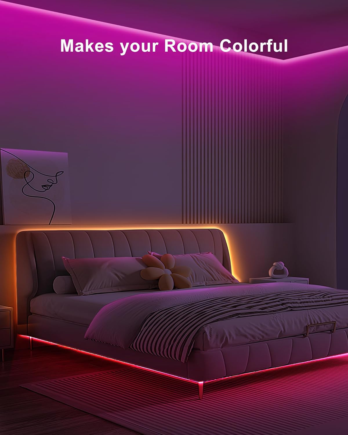 16.4ft Bluetooth RGB COB Led Strip Lights with Remote, Dimmable Smart App Led COB Light Strip, Color Changing Music Sync, Indoor RGB Led Lights for Bedroom, Home Decor, Party