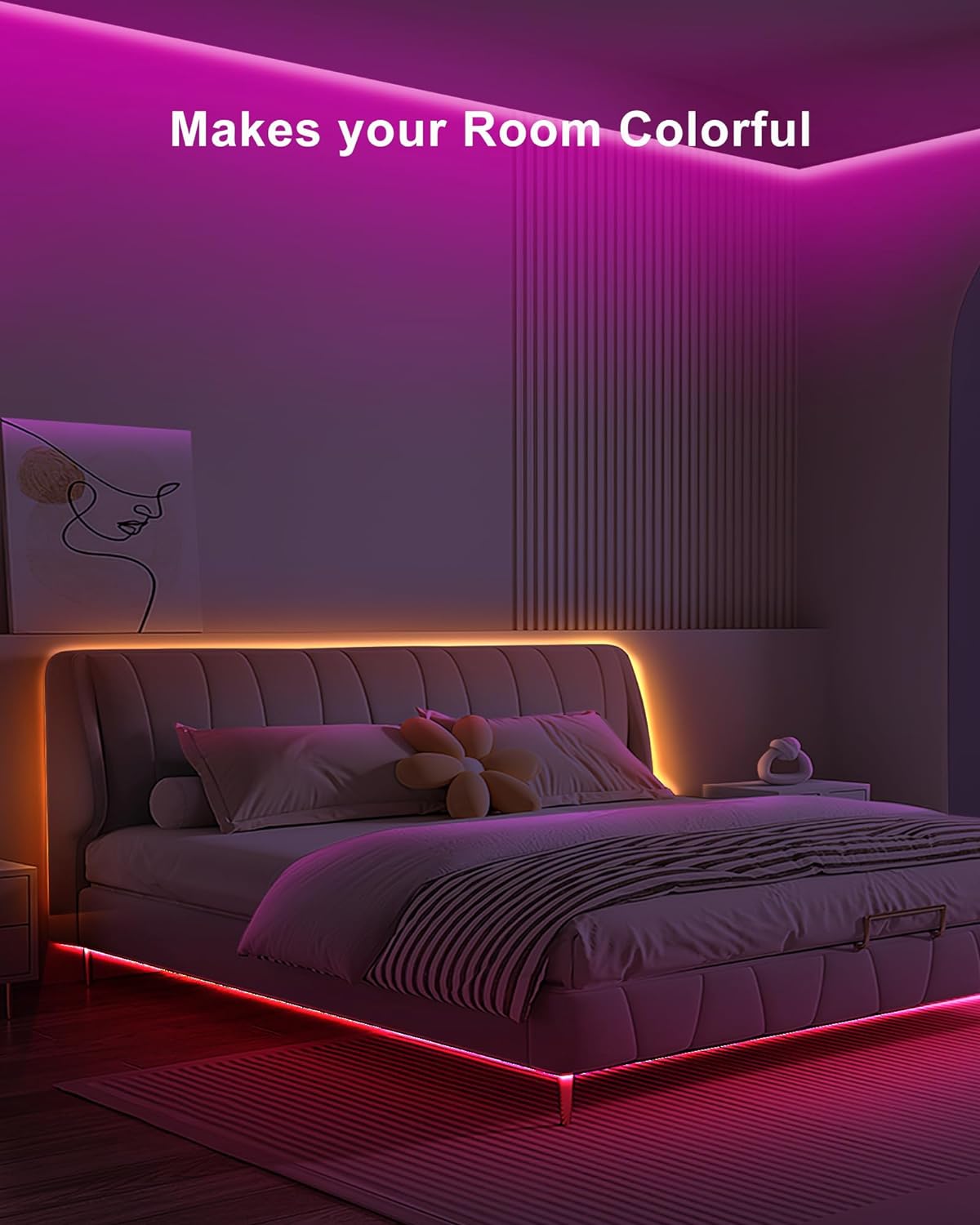 32.8ft Bluetooth RGB COB Led Strip Lights with Remote, Dimmable Smart App Led COB Light Strip, Color Changing Music Sync, Indoor RGB Led Lights for Bedroom, Home Decor, Party
