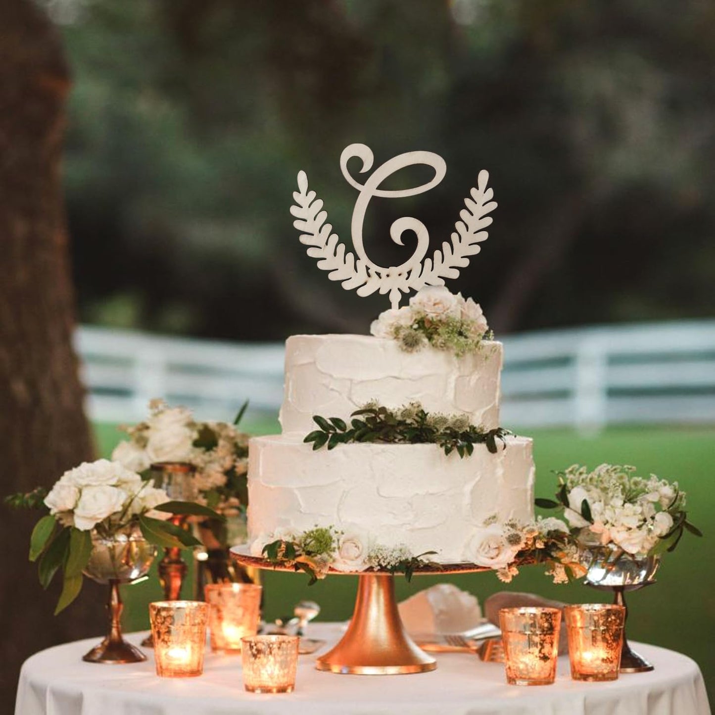 LINGTEER Personalized Inital Letter C Wooden Cake Topper Perfect for Birthday Rustic Wedding Anniversary Party Keepsake Decoration