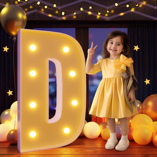 Marquee Letters 3 Feet Tall Large Light Up Letters D Happy Birthday Decorations Wedding Engagement Party Decor Yellow Light Birthday Decorations Balloon Arch Kit Foam Sign D