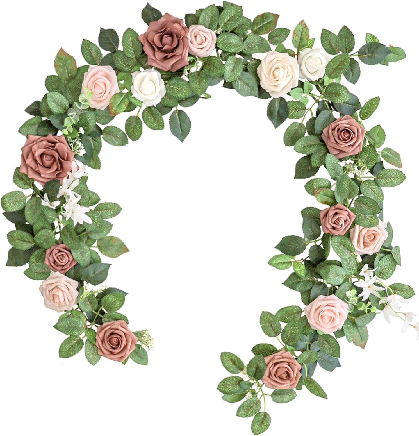 Lookein Artificial Rose Flower Garland Greenery Garland 5FT for Wedding Ceremony Backdrop Arch Flowers Table Centerpieces Decorations, Garden Dusty Rose