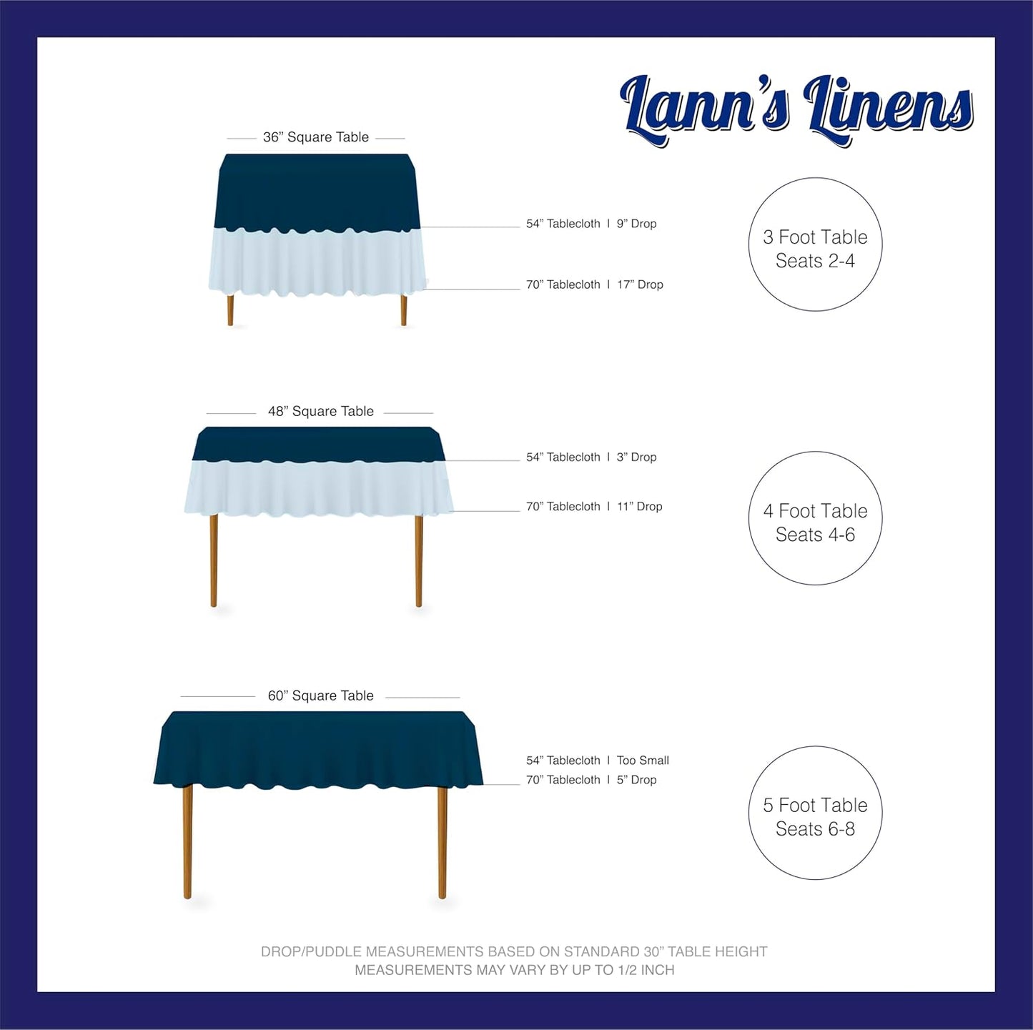 Lann's Linens - 54" Square Premium Tablecloth for Wedding/Banquet/Restaurant - Polyester Fabric Table Cloth - Black