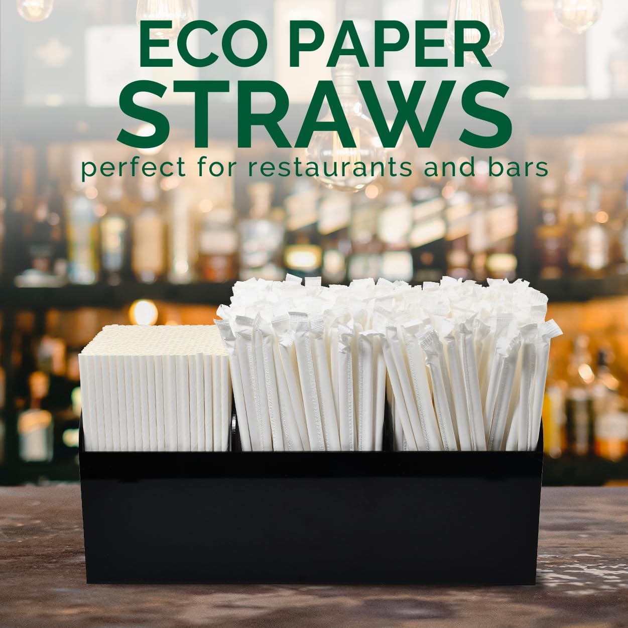 [1000 Counts] White Paper Straws Wrapped Individually for Drinking - 7.75" x0.24" - Restaurant Pack