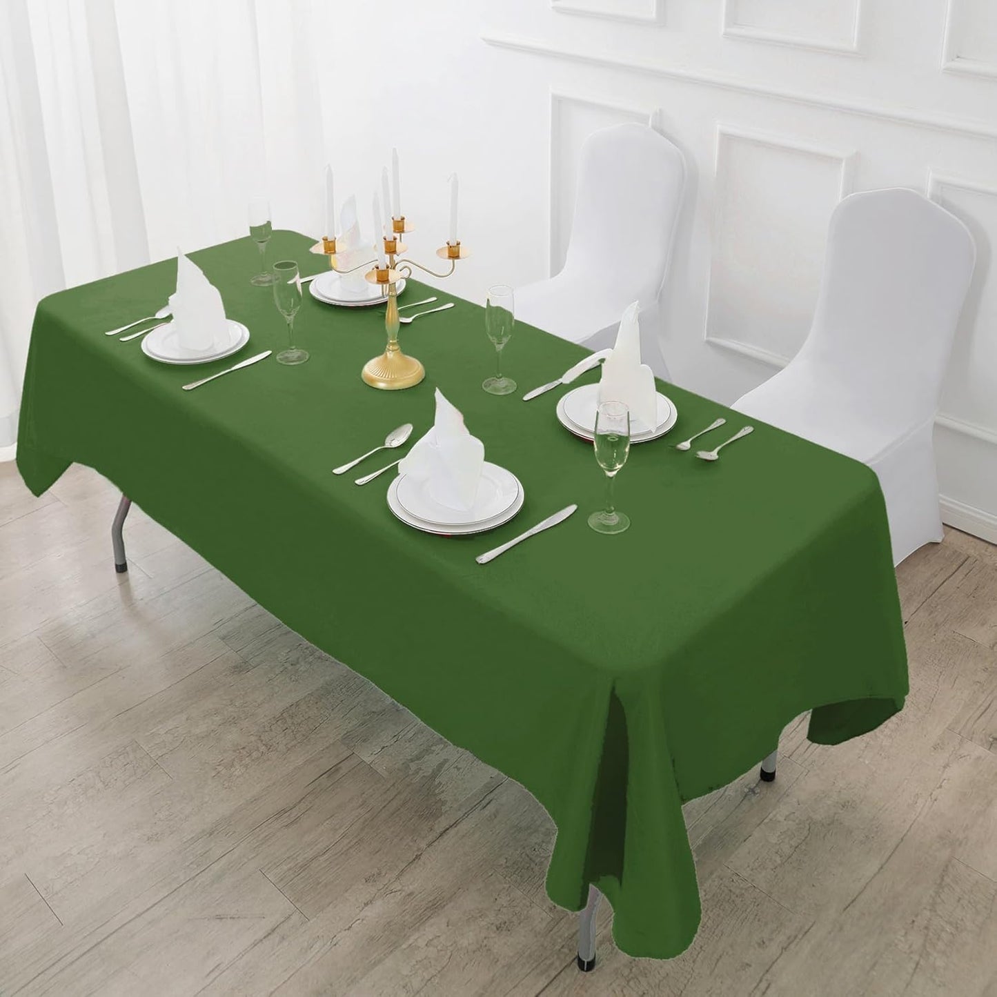 Fokitut 2 Pack Waterproof Rectangle Tablecloth, 60x102 Inch, Stain Resistant and Wrinkle Polyester Table Cloth, Fabric Table Cover for Kitchen Dining, Wedding, Party, Holiday Dinner-Willow