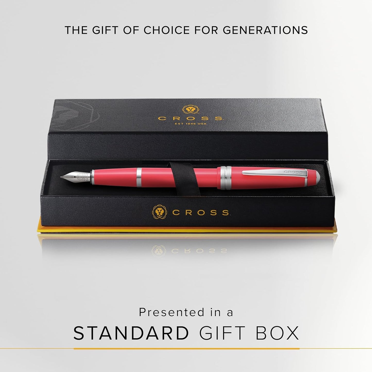 Cross Bailey Light Refillable Fountain Presented in a Everyday Gift Box - Medium Point, Black Ink, Polished Coral