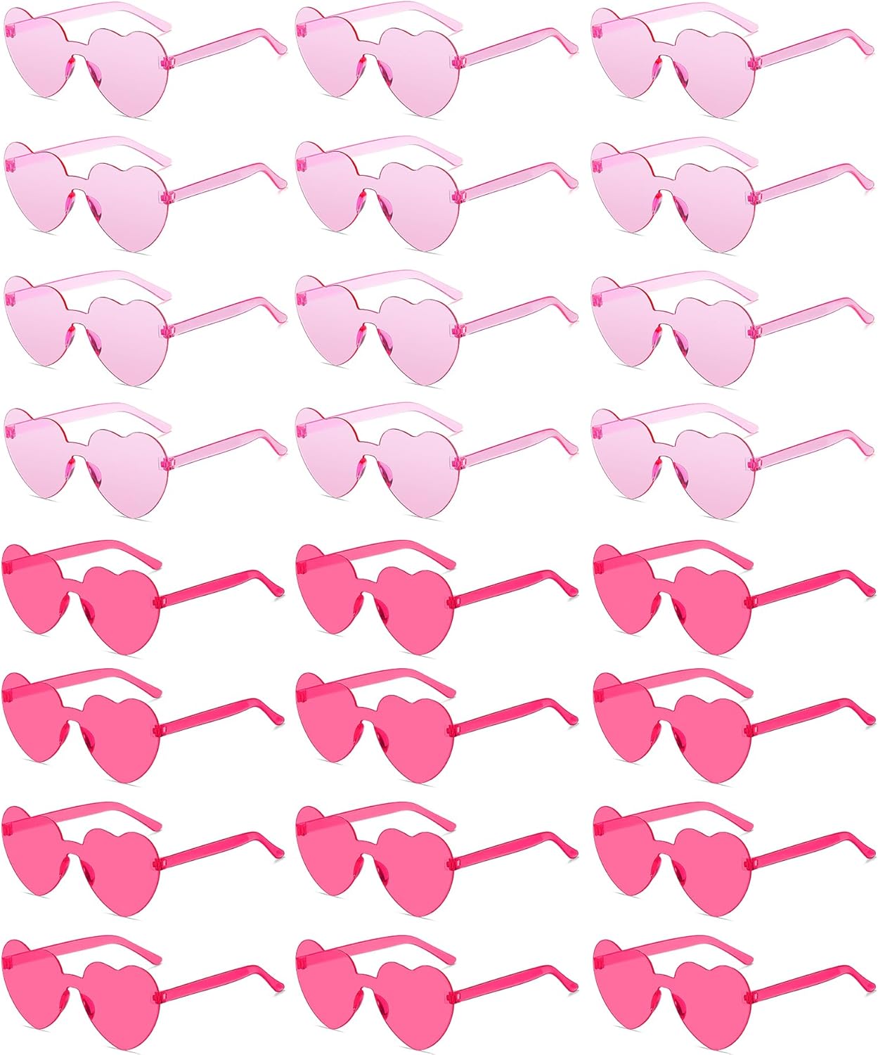 12/20/24 Pairs Heart Sunglasses for Women Men, Trendy Heart Shaped Rimless Transparent Sunglasses, Bachelorette Party