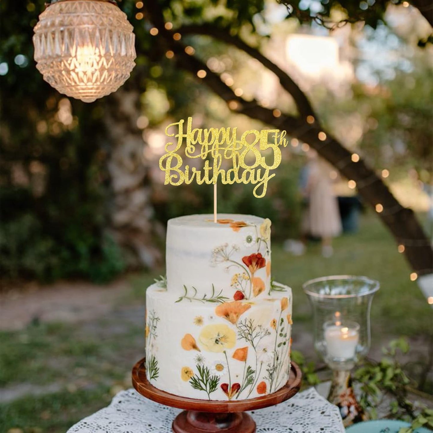 1 PCS Happy 85th Birthday Cake Topper Gold Glitter Cheers to 85 Years Birthday Cake Pick 85 Fabulous Cake Decoration for Happy 85th Birthday Theme Party Decorations Supplies